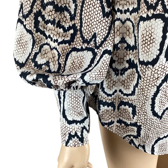 Cabi Top Blouse Size XS Xsmall Serpentine SnakePrint Blouse Wide Cuff Long Sleev - Picture 3 of 8